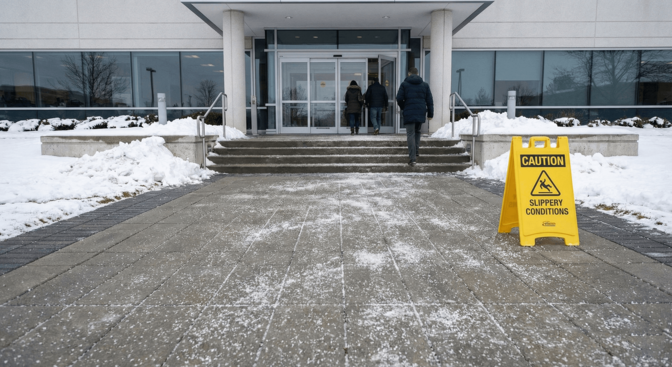 Chodníky a rampy čisté a posypané = menej úrazov Zimná údržba – odhrnutie a posyp